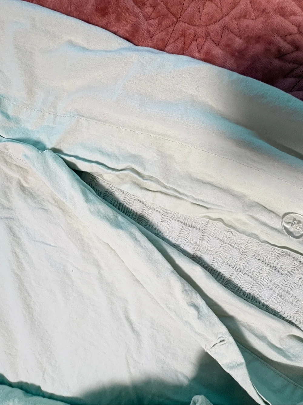 Tommy Bahama Home Basketweave Mint Textured Cotton Full Queen Duvet Shams Set